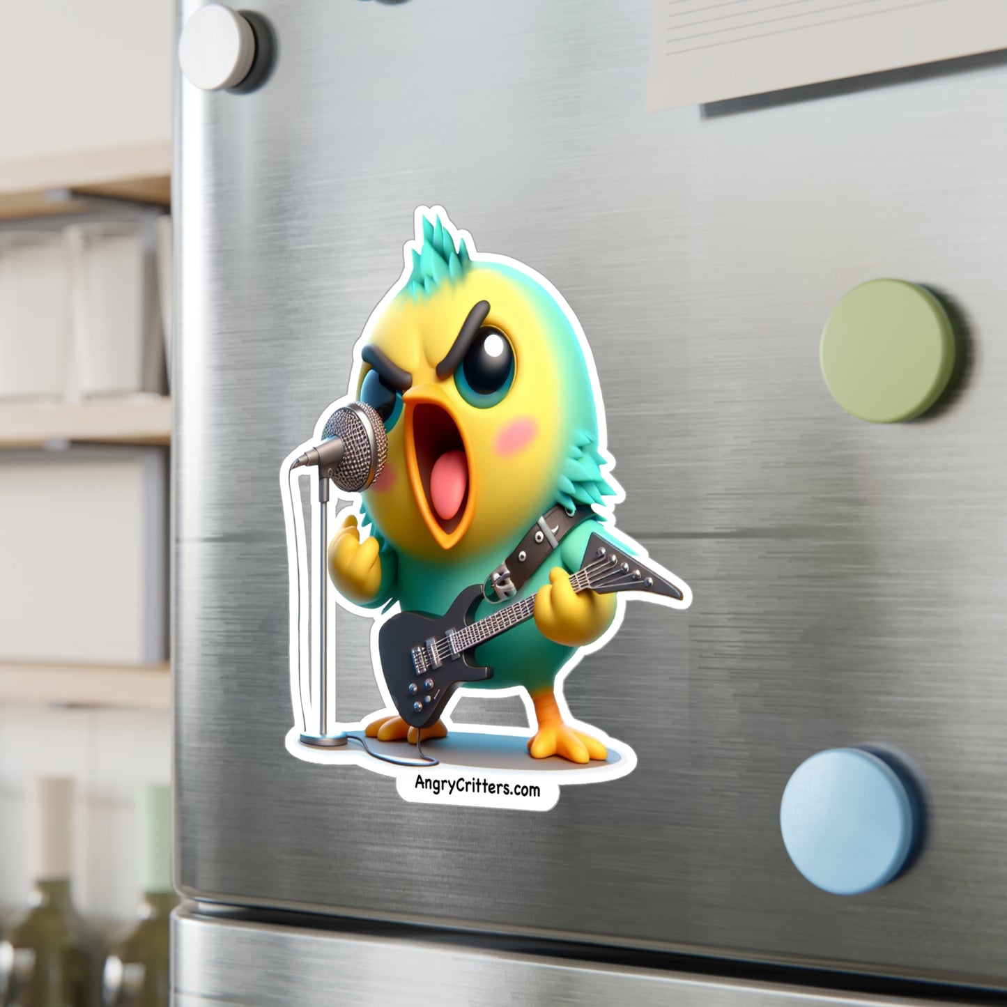 Angry Critters - Parakeet with an Axe, Kiss-Cut Vinyl Decals