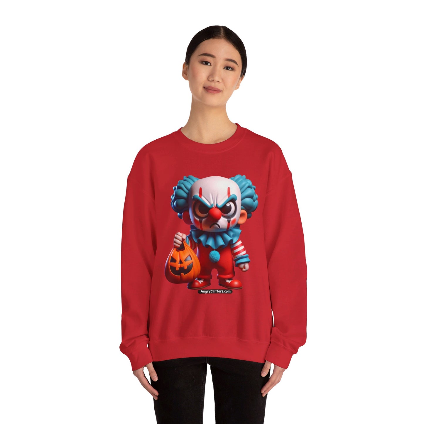 Angry Critters - Halloween Clown Blue, Unisex Heavy Blend™ Crewneck Sweatshirt