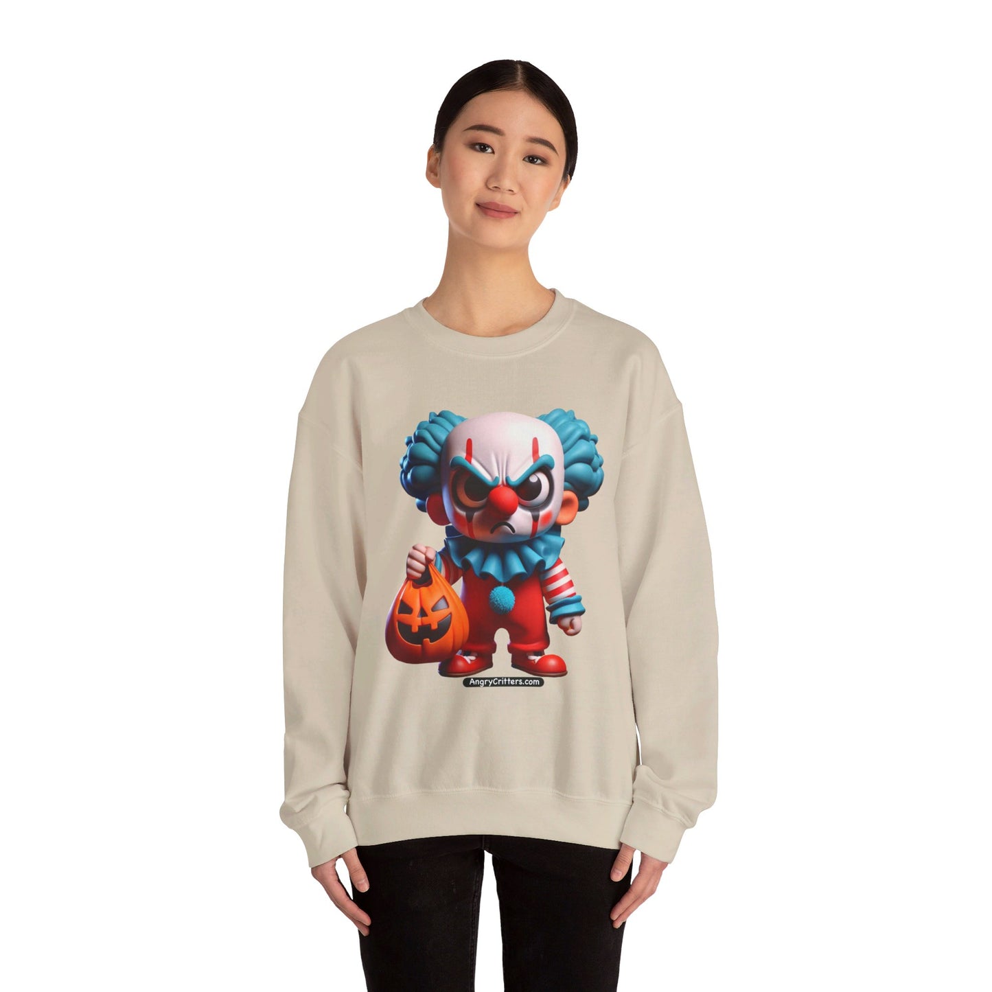 Angry Critters - Halloween Clown Blue, Unisex Heavy Blend™ Crewneck Sweatshirt