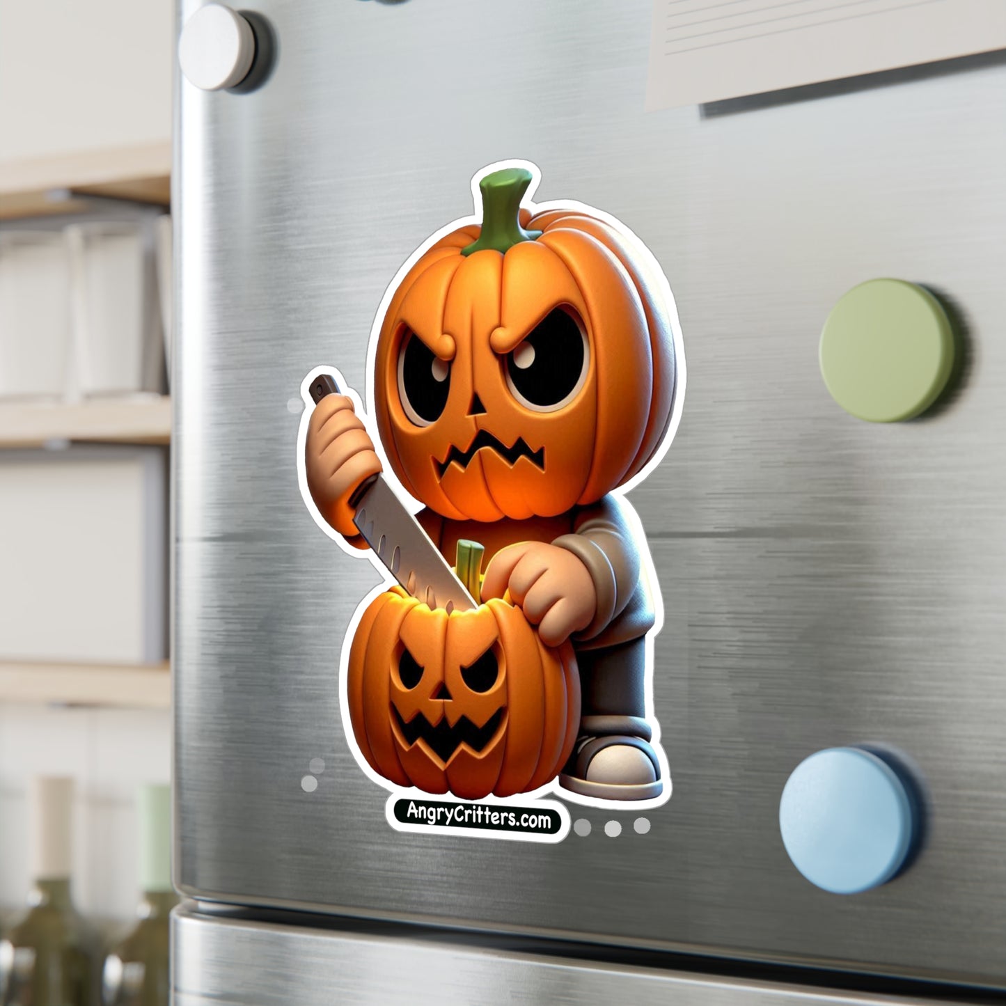 Angry Critters - Jack Carving Pumpkin, Kiss-Cut Vinyl Decals