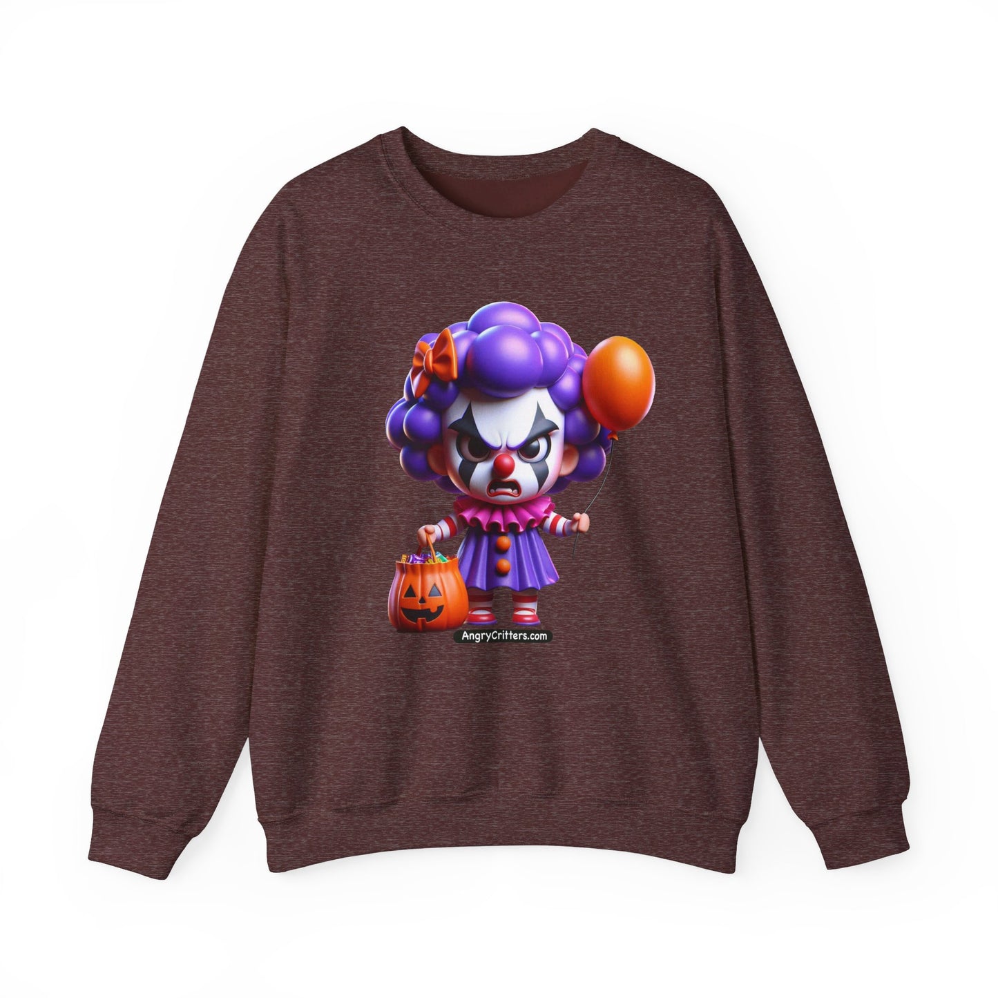 Angry Critters - Halloween Clown Purple, Unisex Heavy Blend™ Crewneck Sweatshirt