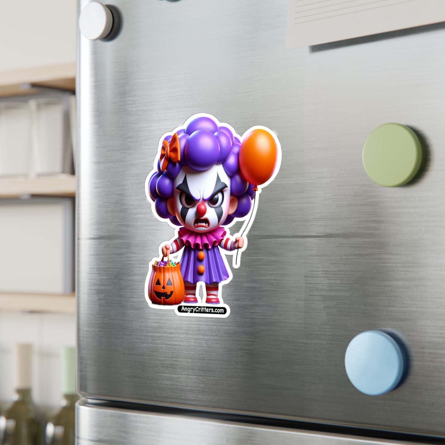 Angry Critters - Halloween Clown Purple, Kiss-Cut Vinyl Decals