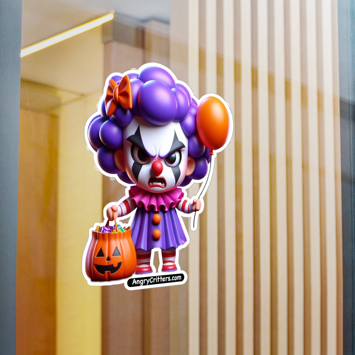 Angry Critters - Halloween Clown Purple, Kiss-Cut Vinyl Decals