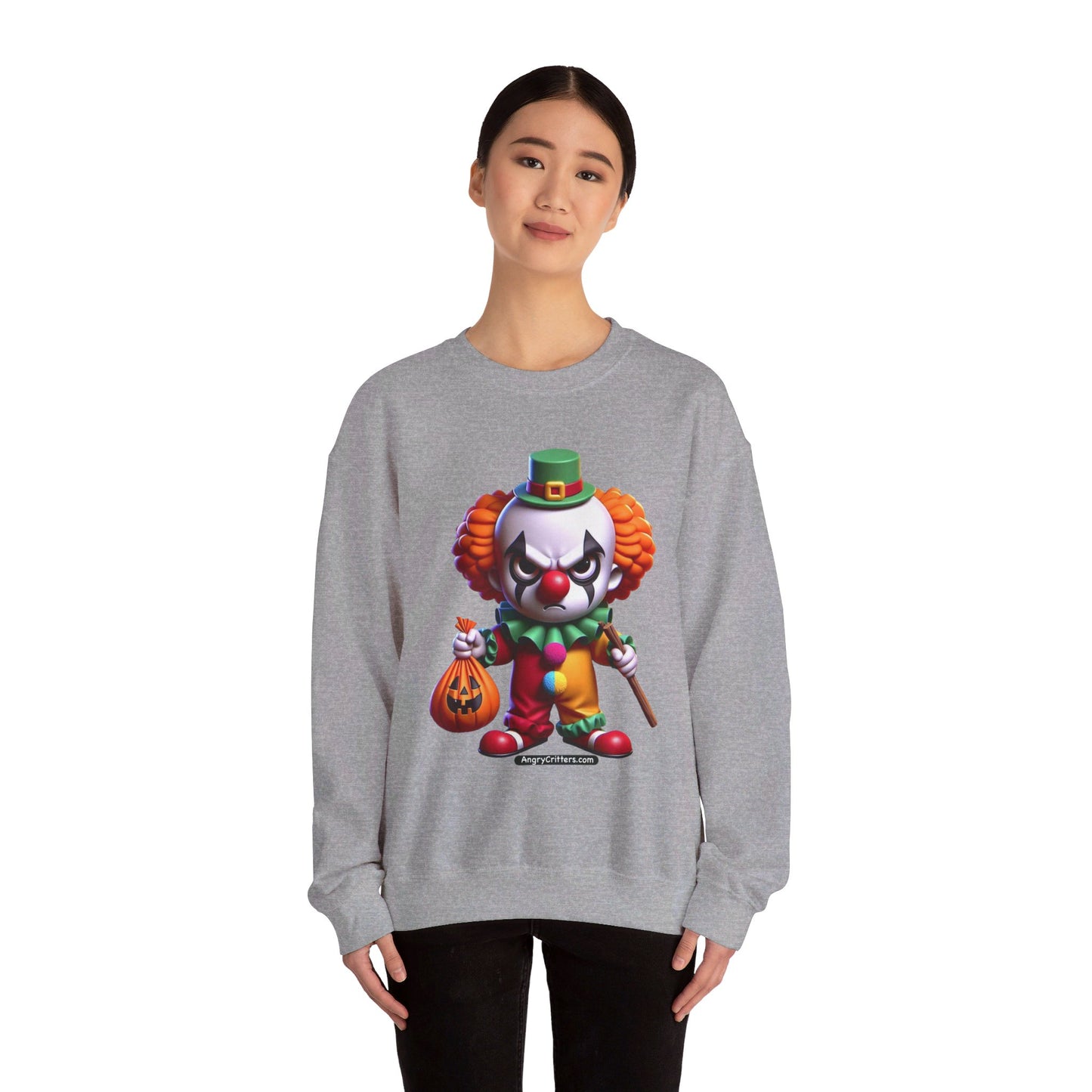 Angry Critters - Halloween Clown Orange, Unisex Heavy Blend™ Crewneck Sweatshirt