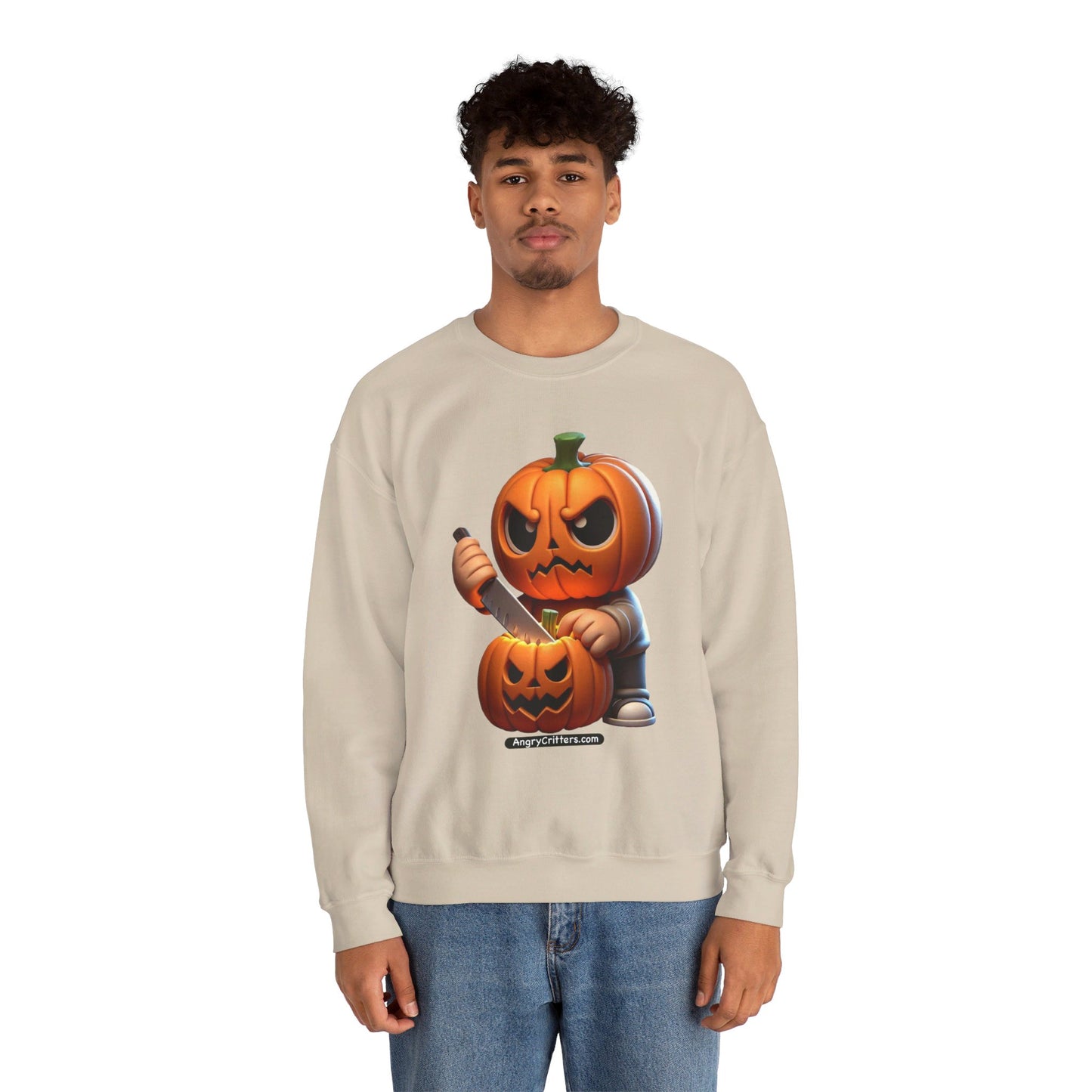 Angry Critters - Jack Carving Pumpkin, Unisex Heavy Blend™ Crewneck Sweatshirt