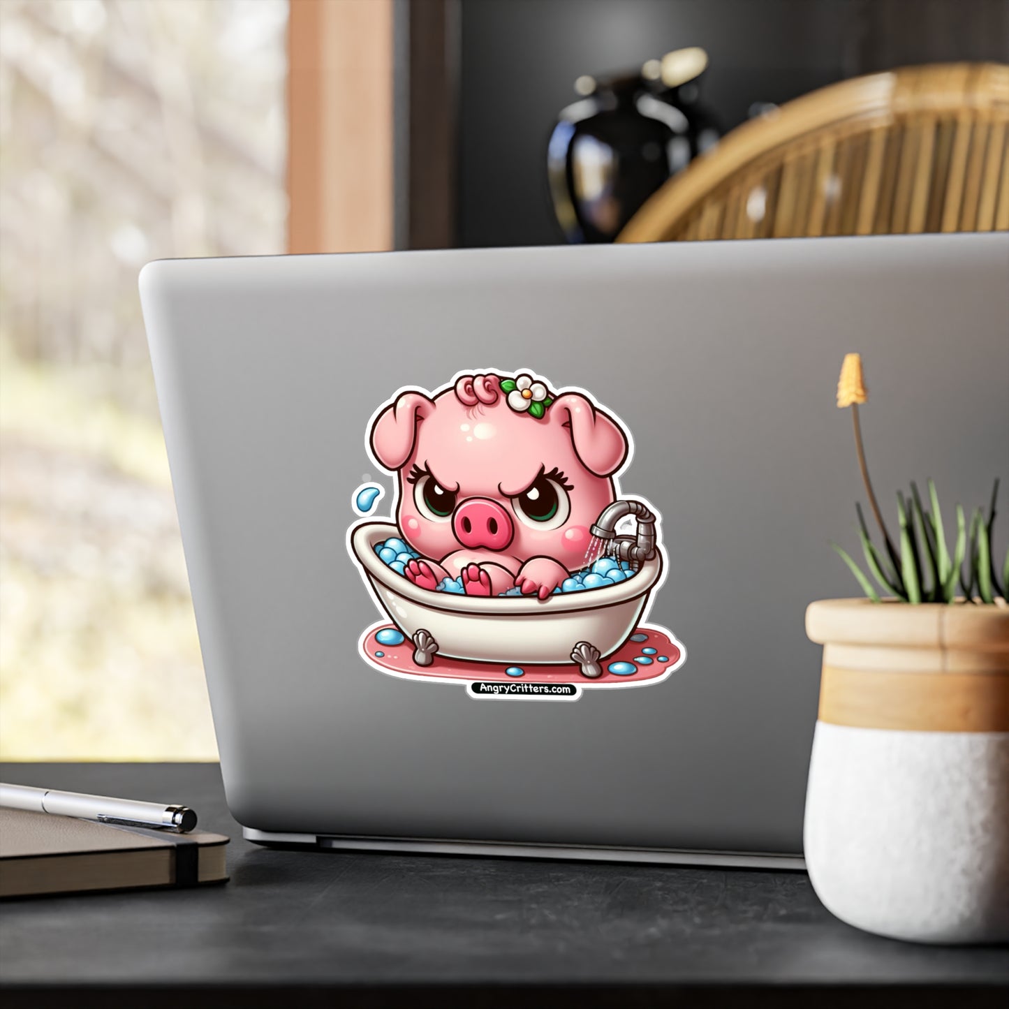 Angry Critters - Pig in a Bath, Kiss-Cut Vinyl Decals