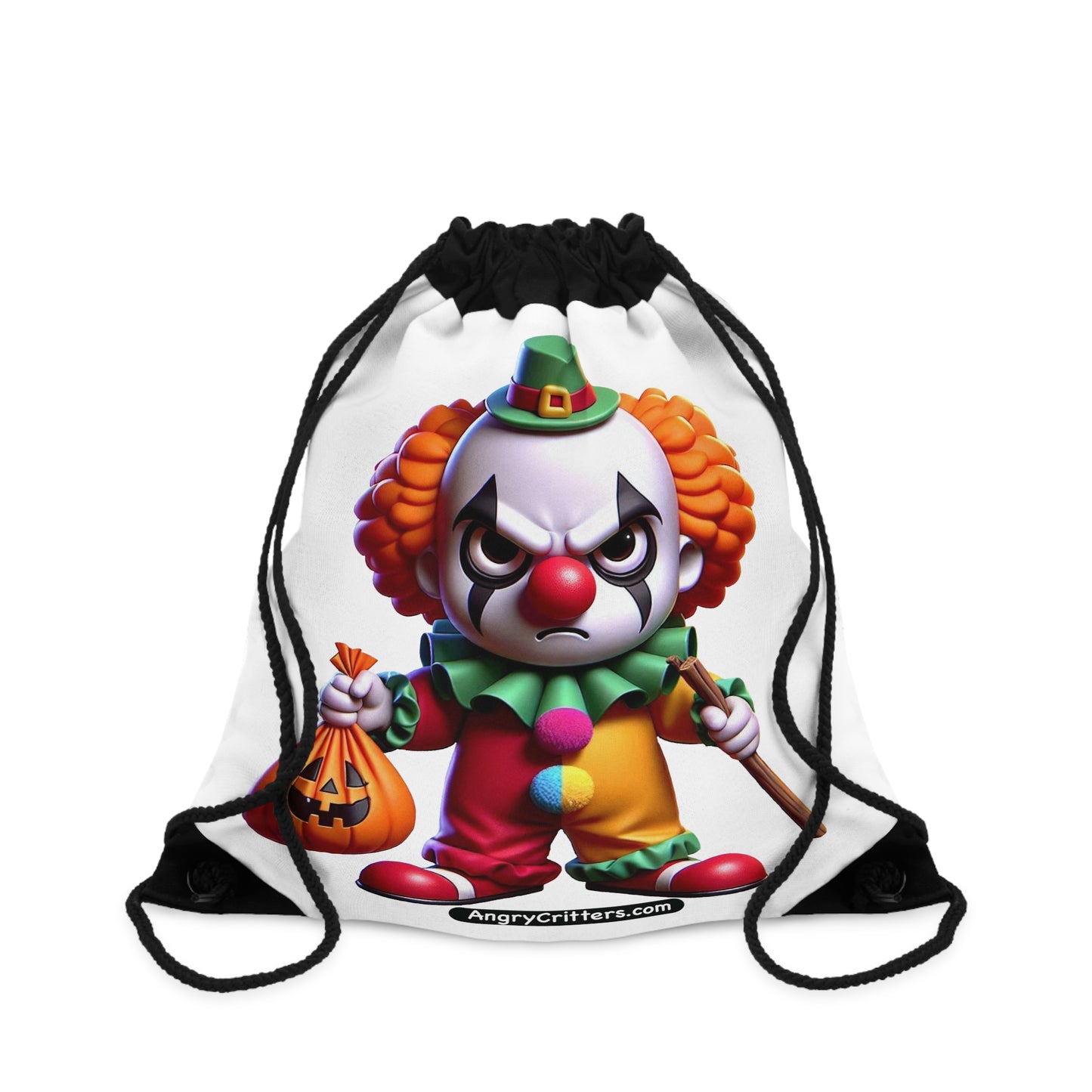 Angry Critters - Halloween Clown Orange, Drawstring Bag