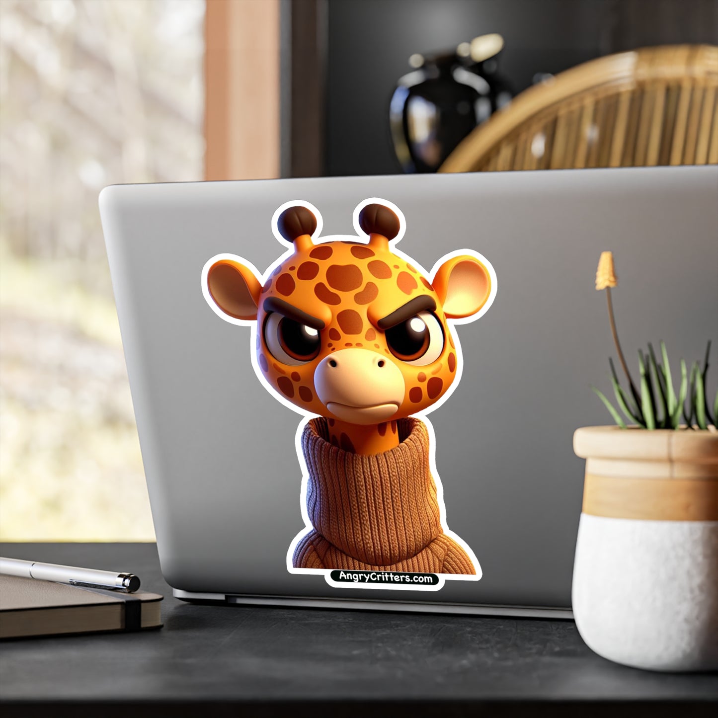 Angry Critters - Giraffe in Turtleneck, Kiss-Cut Vinyl Decals