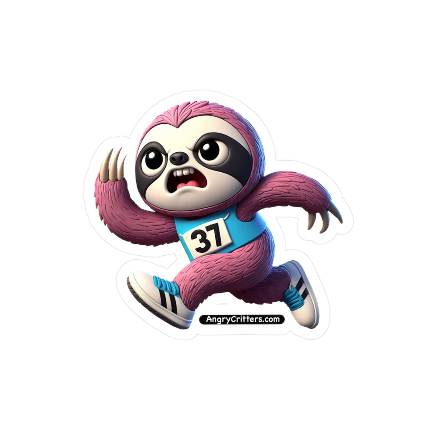 Angry Critters - Running Sloth, Kiss-Cut Vinyl Decals