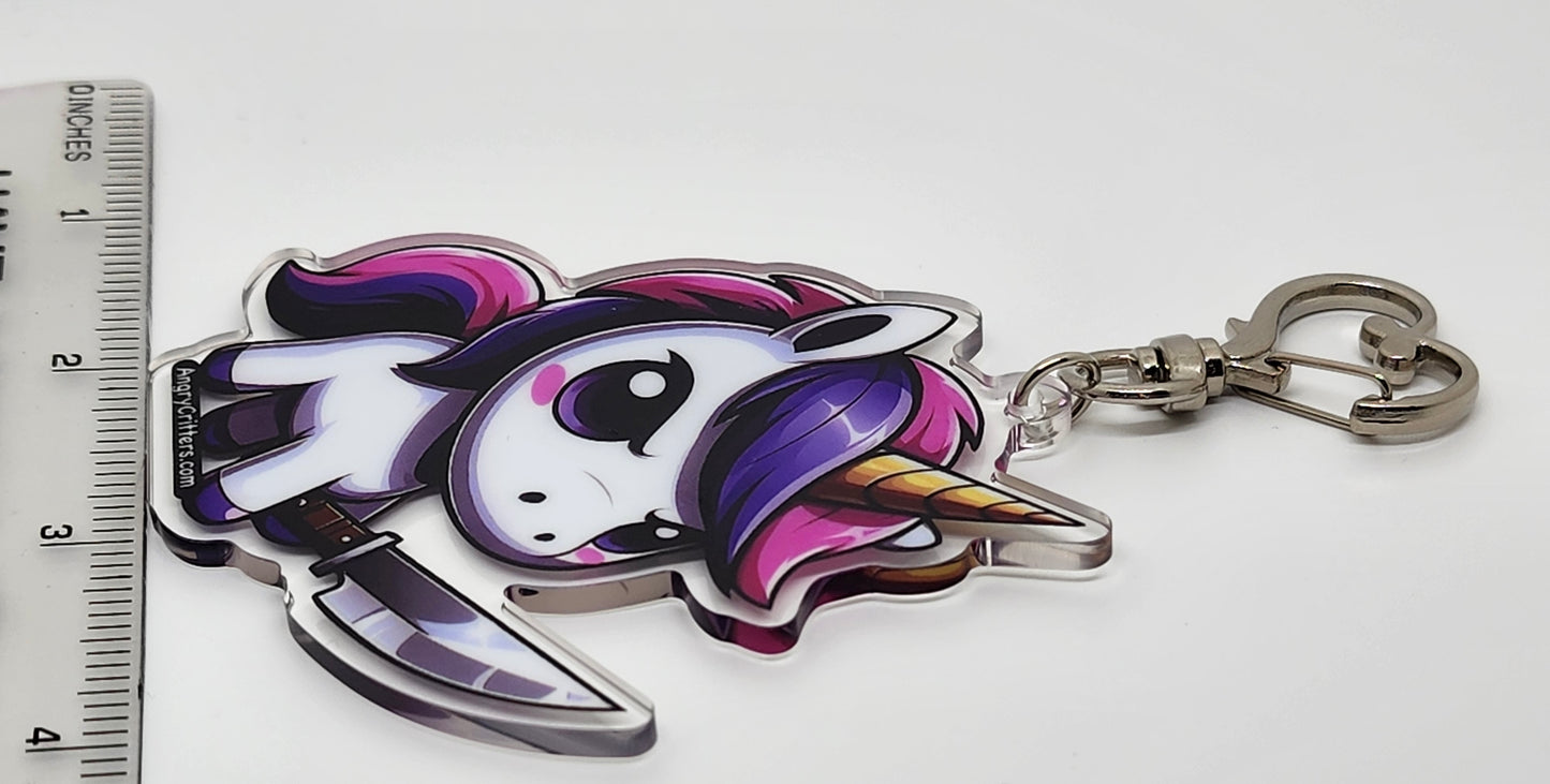 Angry Critters - Unicorn with a Blade, Acrylic Keychain