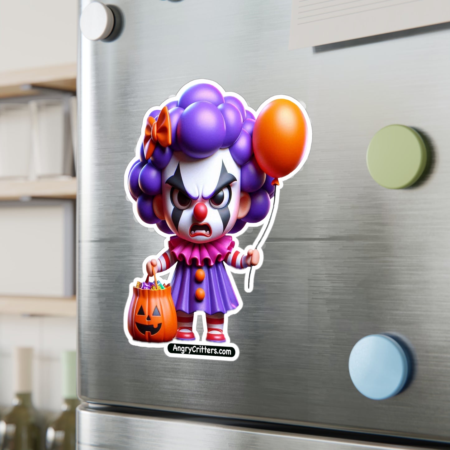 Angry Critters - Halloween Clown Purple, Kiss-Cut Vinyl Decals