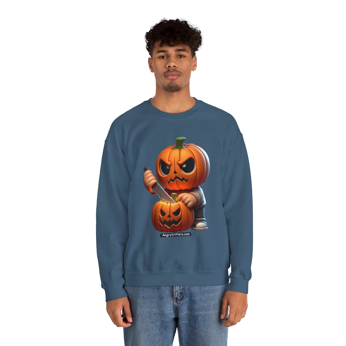 Angry Critters - Jack Carving Pumpkin, Unisex Heavy Blend™ Crewneck Sweatshirt