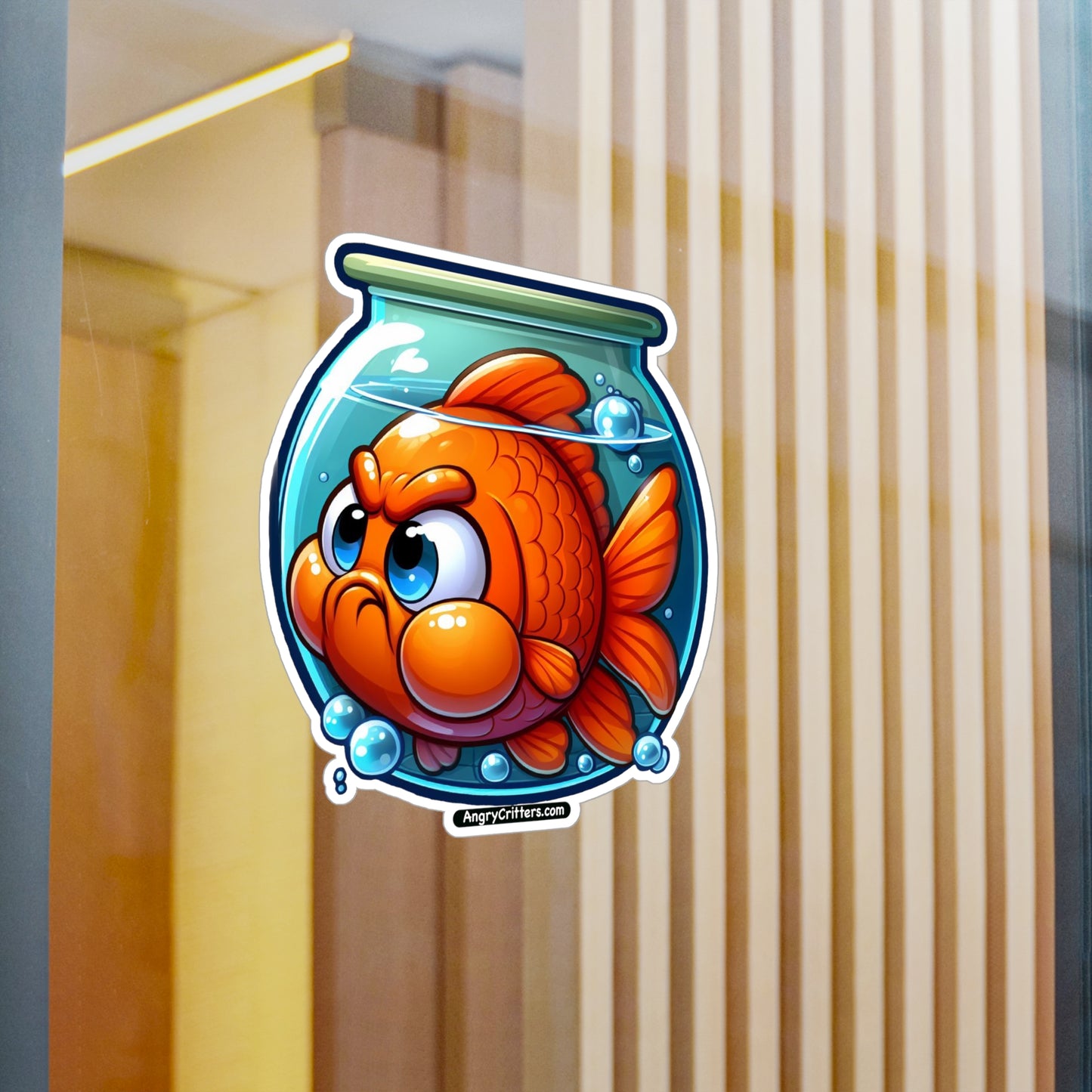 Angry Critters - Goldfish Living in a Fishbowl, Kiss-Cut Vinyl Decals