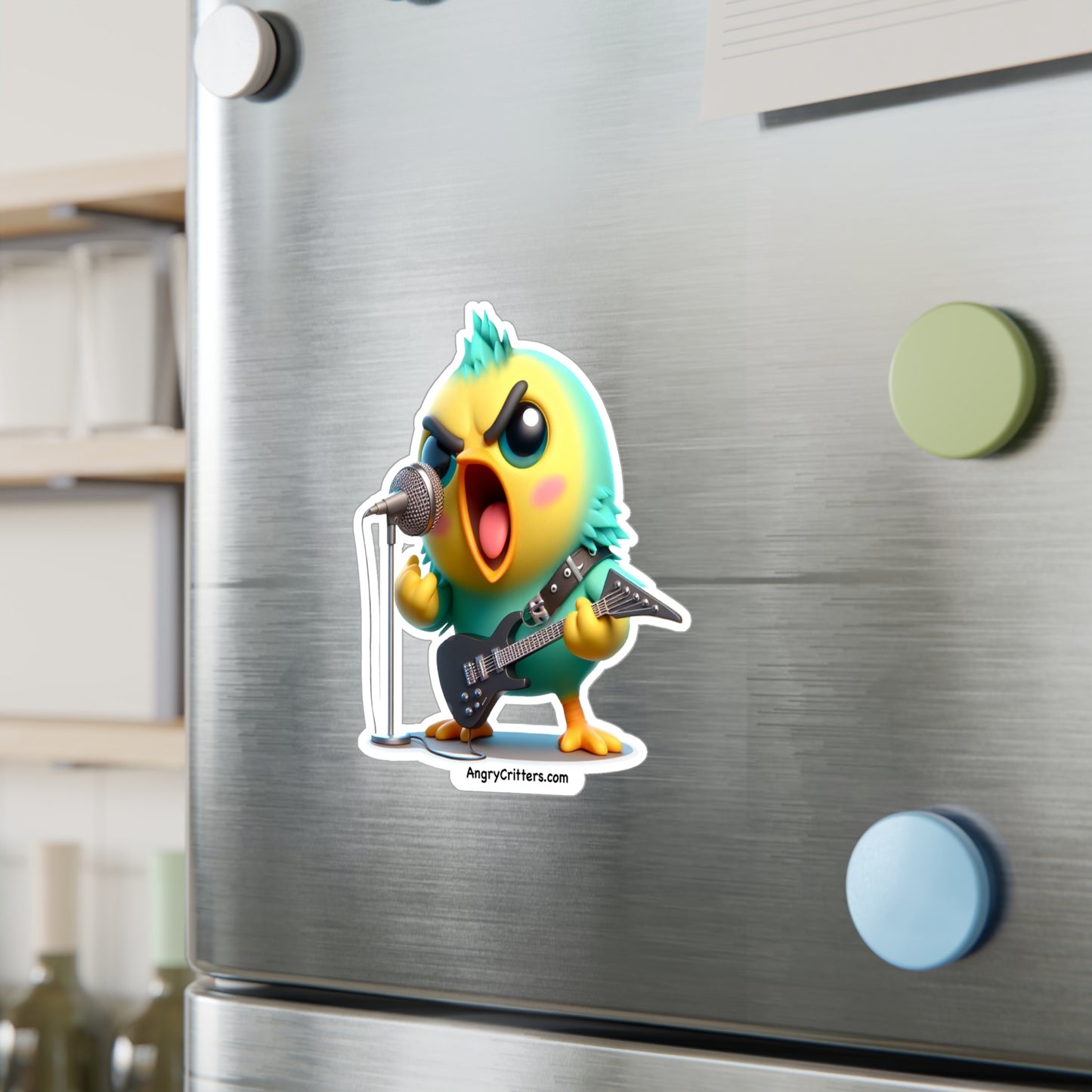 Angry Critters - Parakeet with an Axe, Kiss-Cut Vinyl Decals