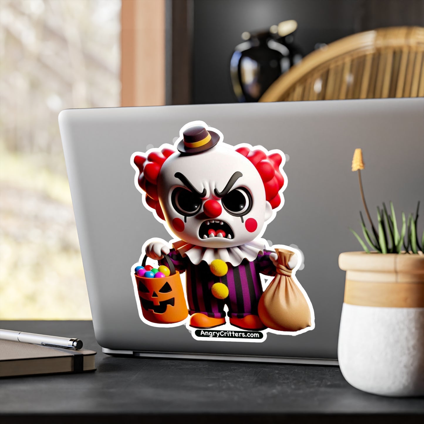 Angry Critters - Halloween Clown Red, Kiss-Cut Vinyl Decals