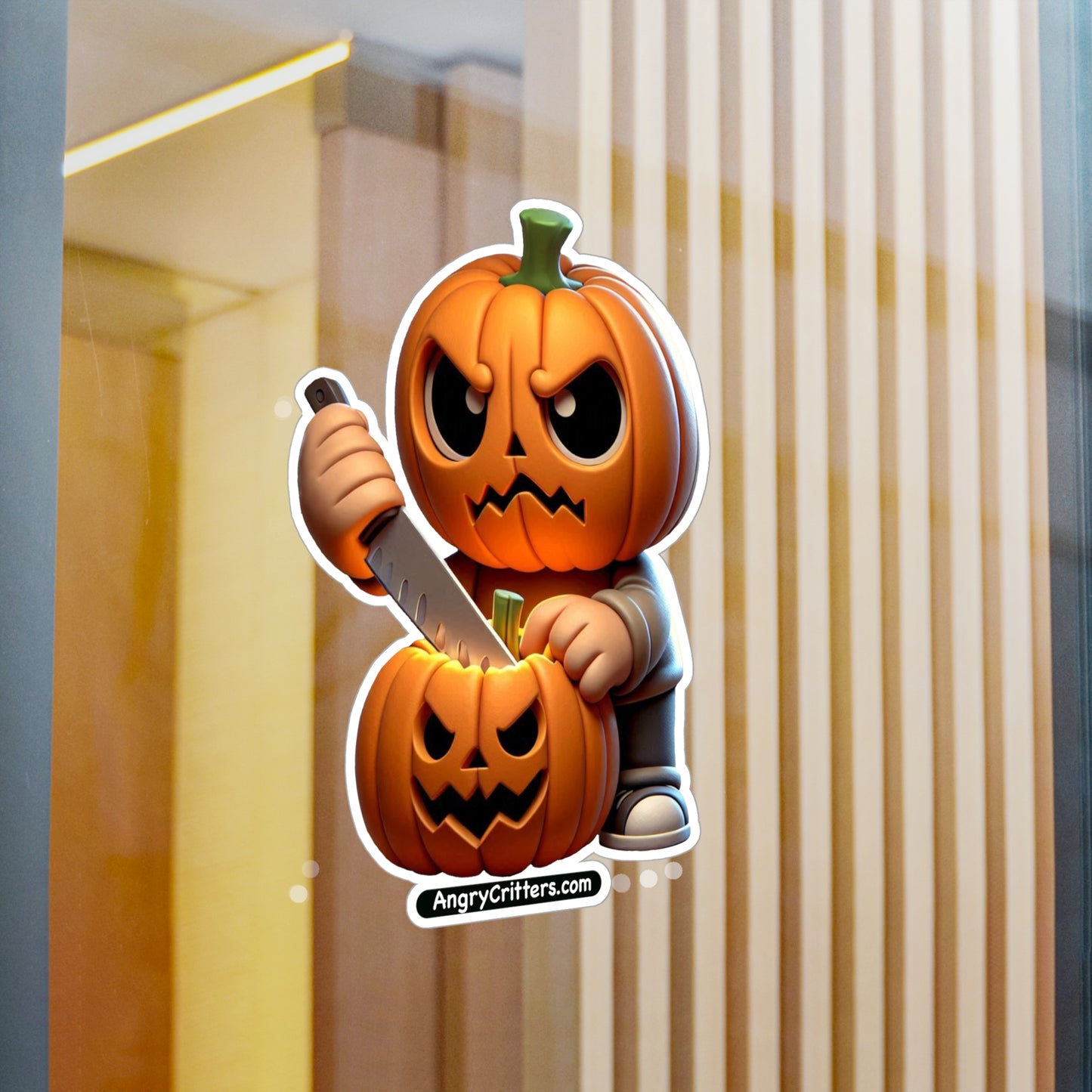 Angry Critters - Jack Carving Pumpkin, Kiss-Cut Vinyl Decals