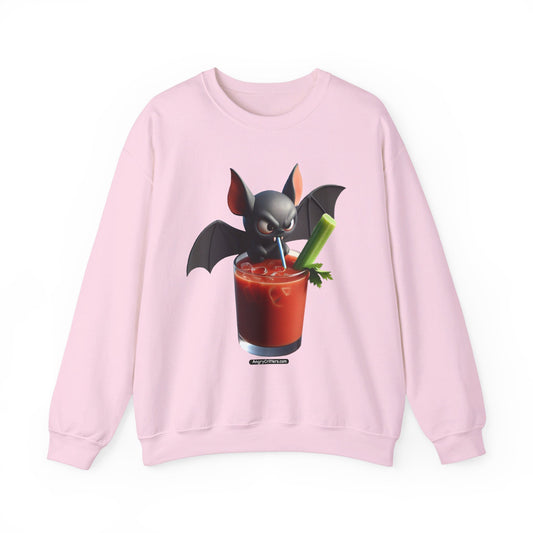 Angry Critters - Bat Drinking Bloody Mary, Unisex Heavy Blend™ Crewneck Sweatshirt