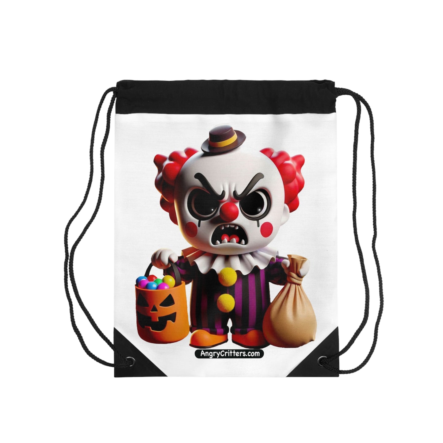 Angry Critters - Halloween Clown Red, Drawstring Bag