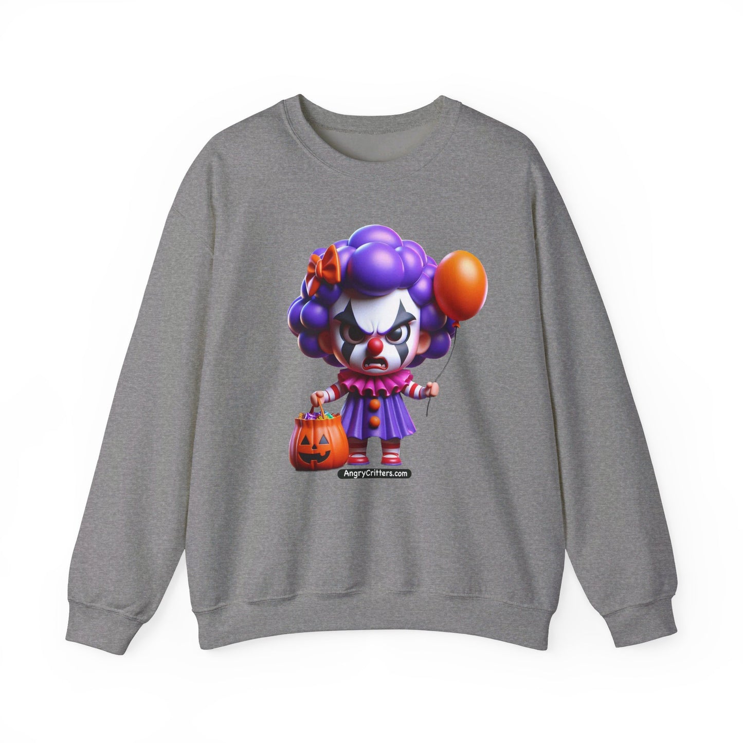 Angry Critters - Halloween Clown Purple, Unisex Heavy Blend™ Crewneck Sweatshirt