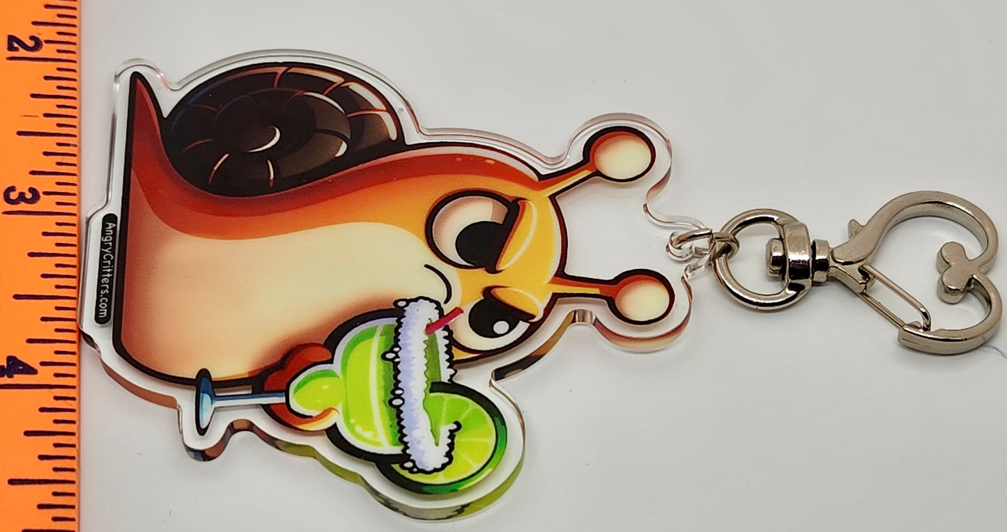 Angry Critters - Snail with Margarita, Acrylic Keychain