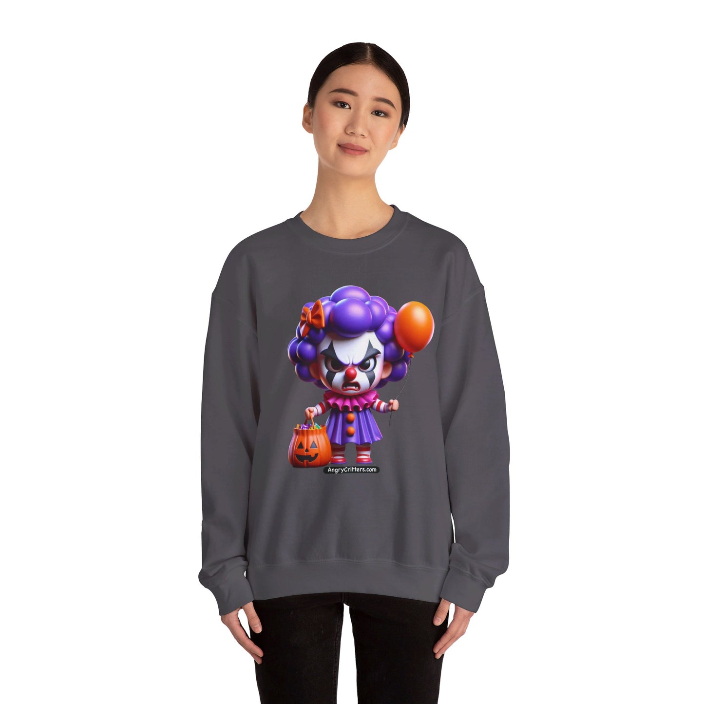 Angry Critters - Halloween Clown Purple, Unisex Heavy Blend™ Crewneck Sweatshirt