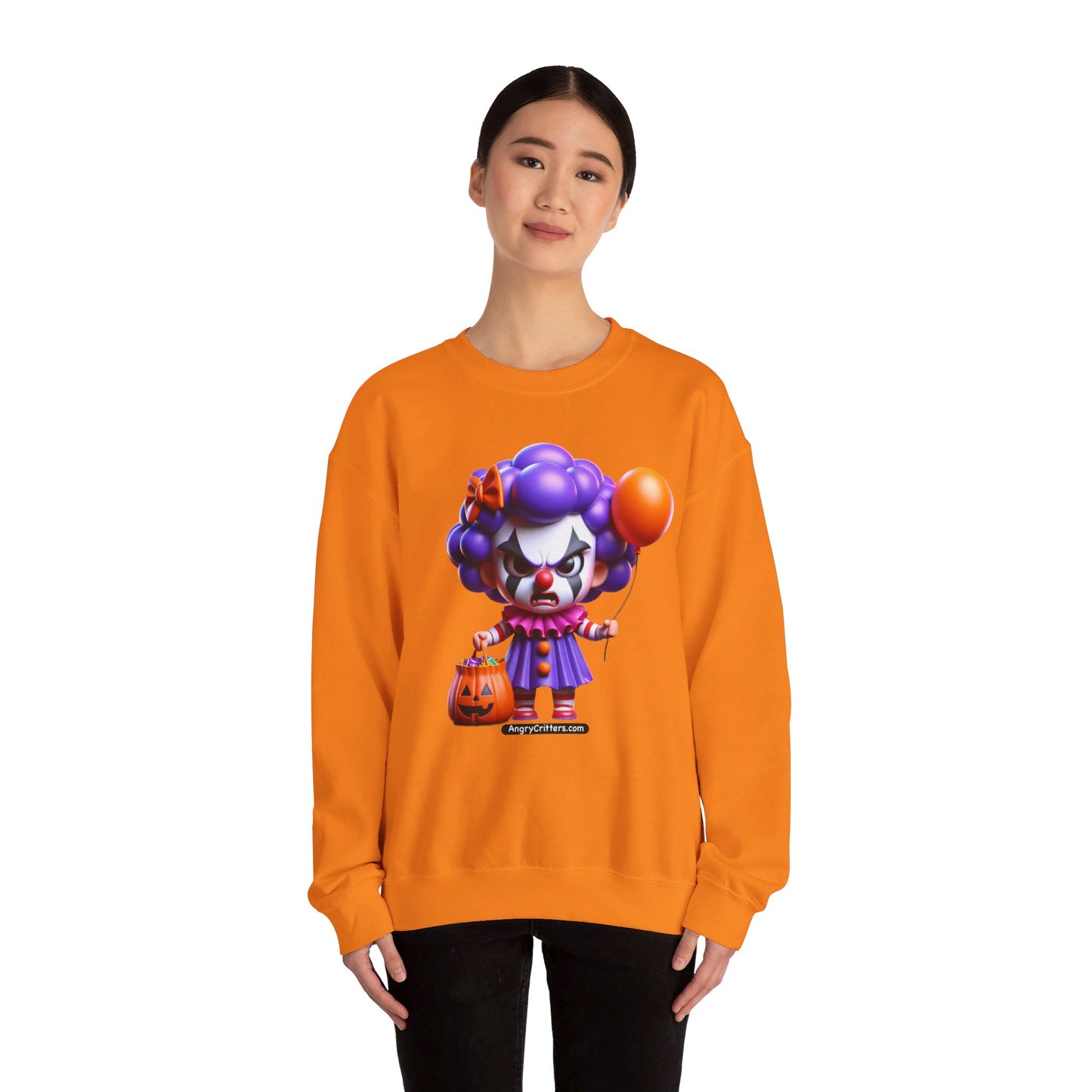 Angry Critters - Halloween Clown Purple, Unisex Heavy Blend™ Crewneck Sweatshirt