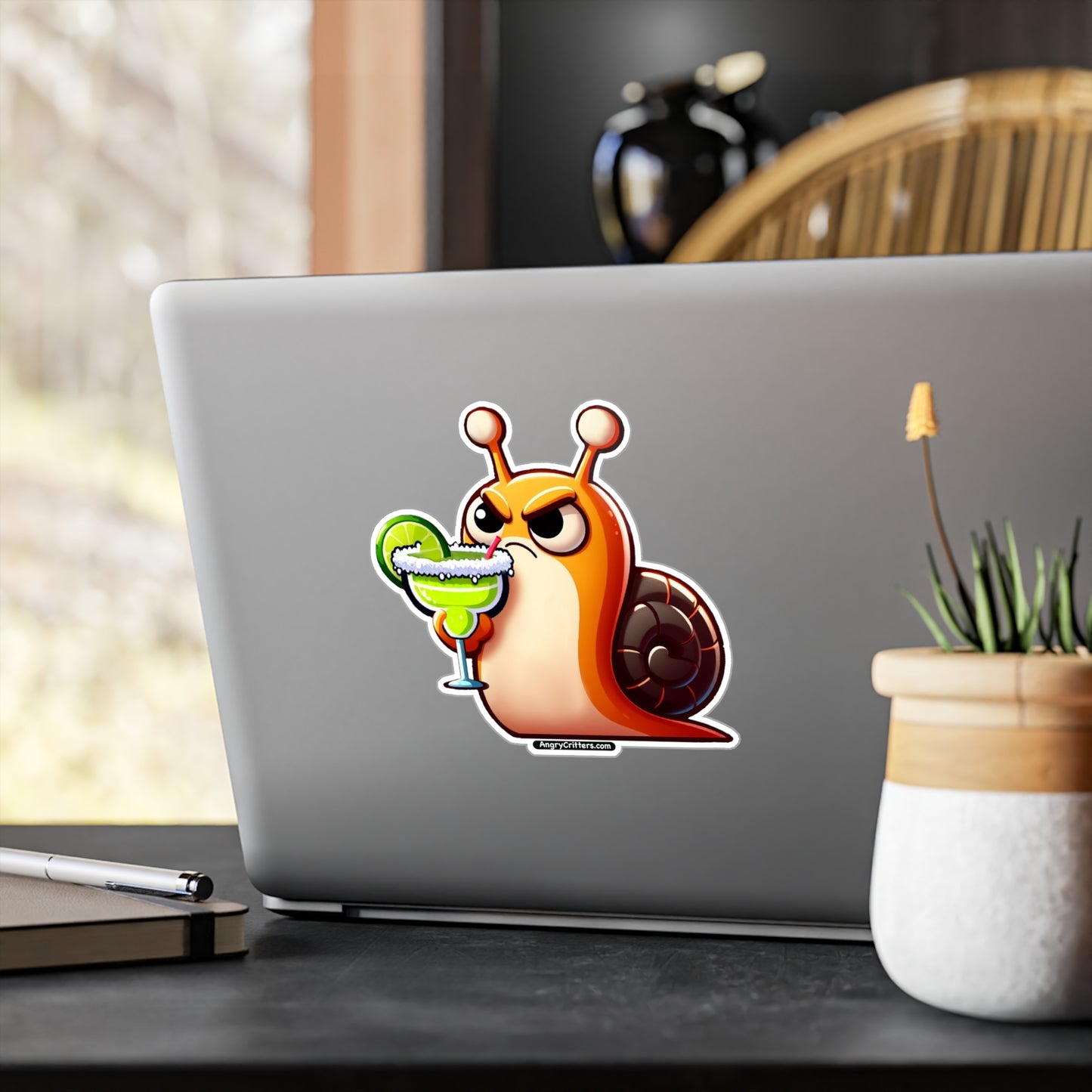 Angry Critters - Snail with Margarita, Kiss-Cut Vinyl Decals