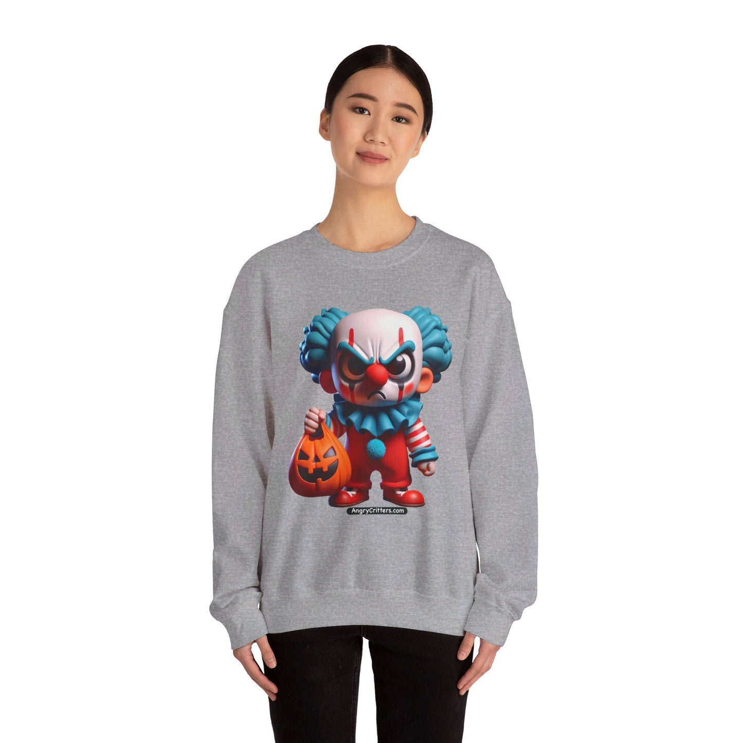 Angry Critters - Halloween Clown Blue, Unisex Heavy Blend™ Crewneck Sweatshirt