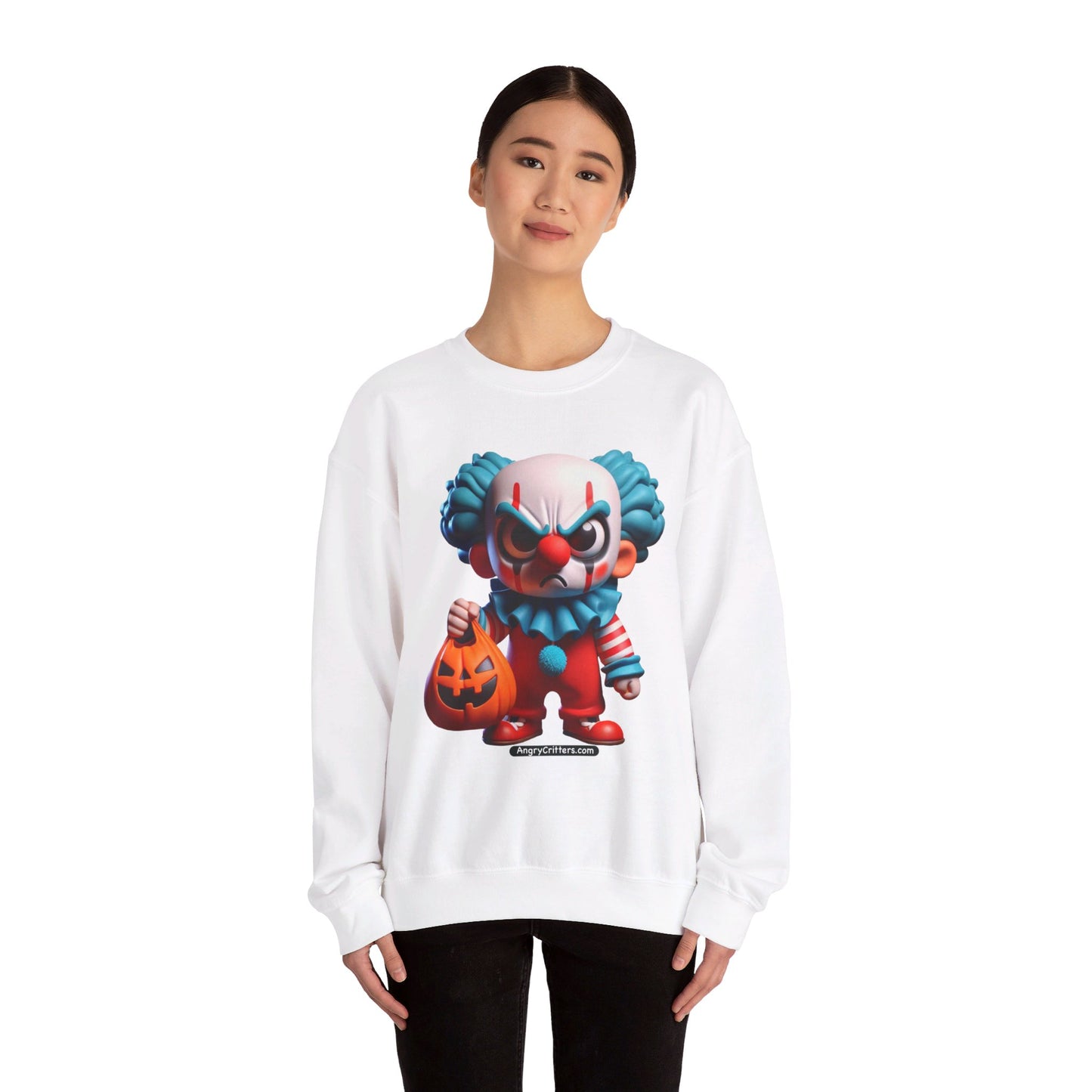 Angry Critters - Halloween Clown Blue, Unisex Heavy Blend™ Crewneck Sweatshirt