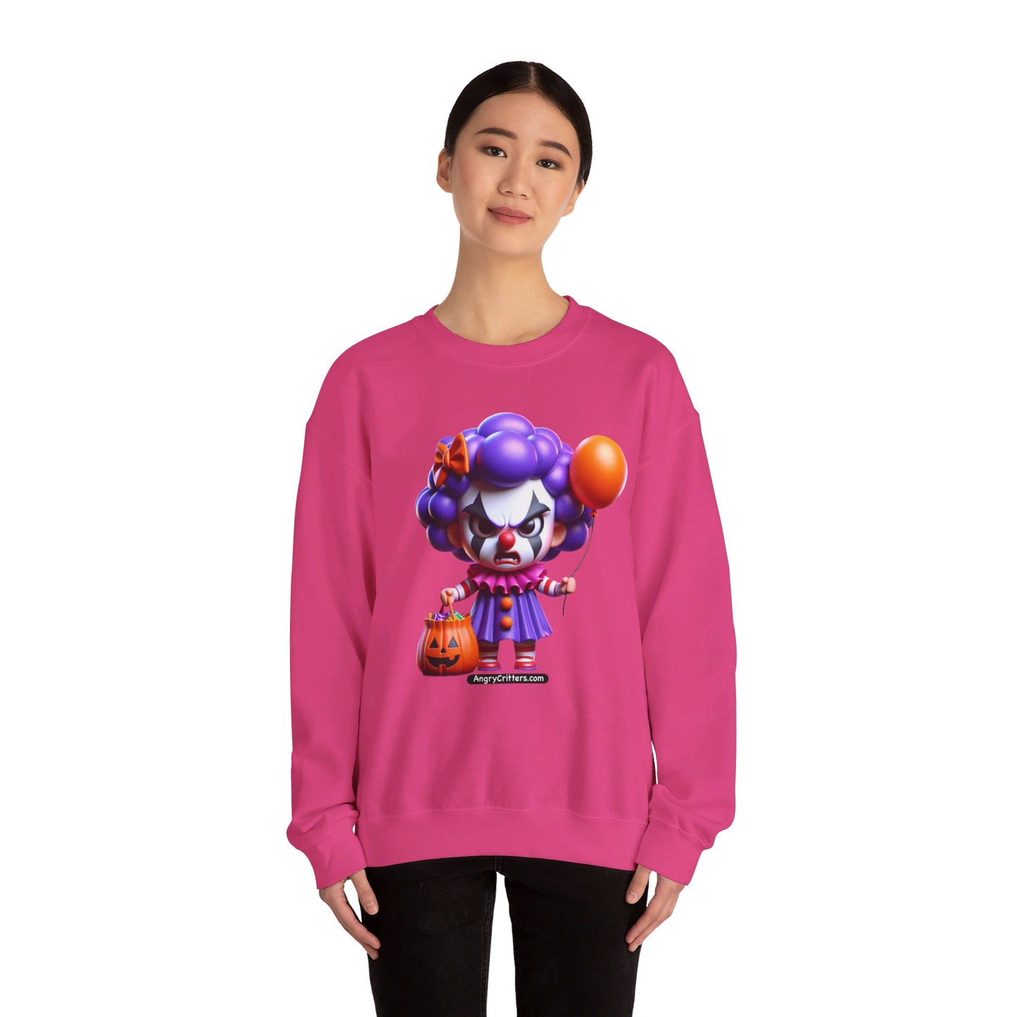 Angry Critters - Halloween Clown Purple, Unisex Heavy Blend™ Crewneck Sweatshirt