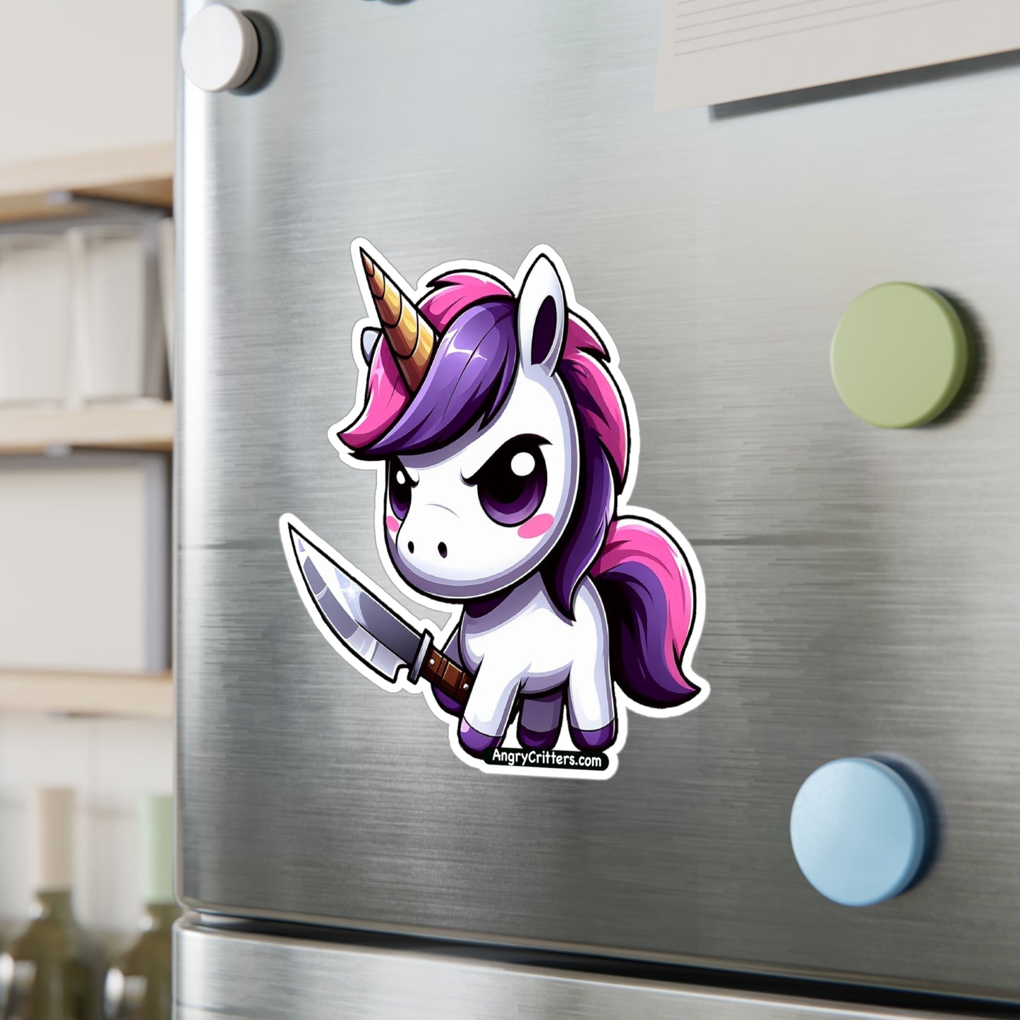 Angry Critters - Unicorn with a Blade, Kiss-Cut Vinyl Decals