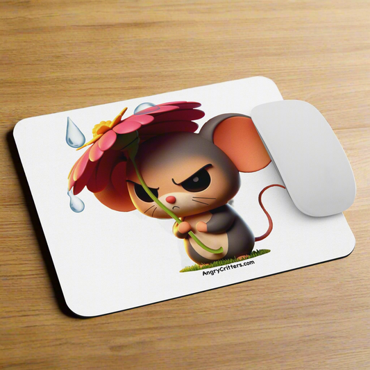 Angry Critters - Mouse with Flower Umbrella Mouse pad