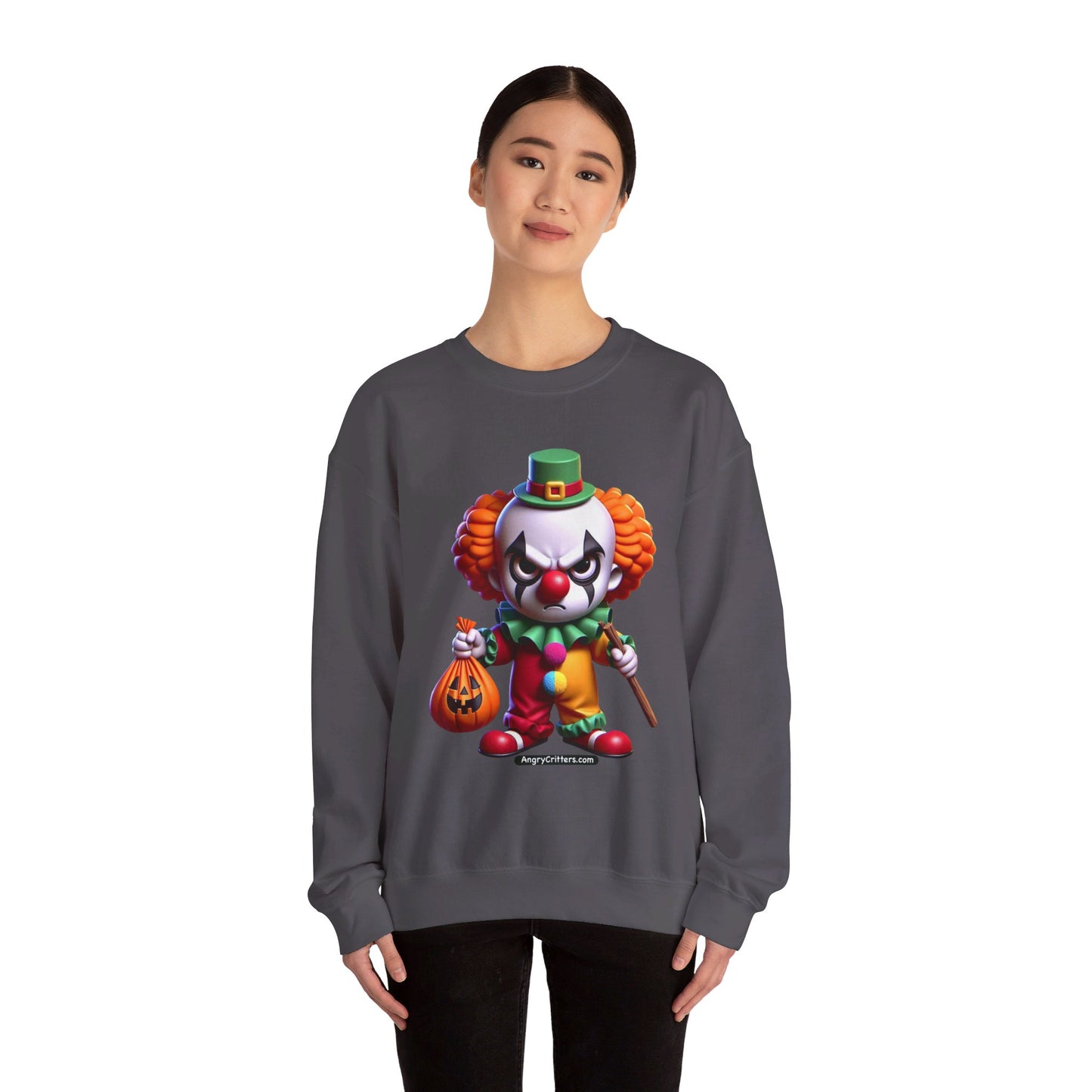 Angry Critters - Halloween Clown Orange, Unisex Heavy Blend™ Crewneck Sweatshirt