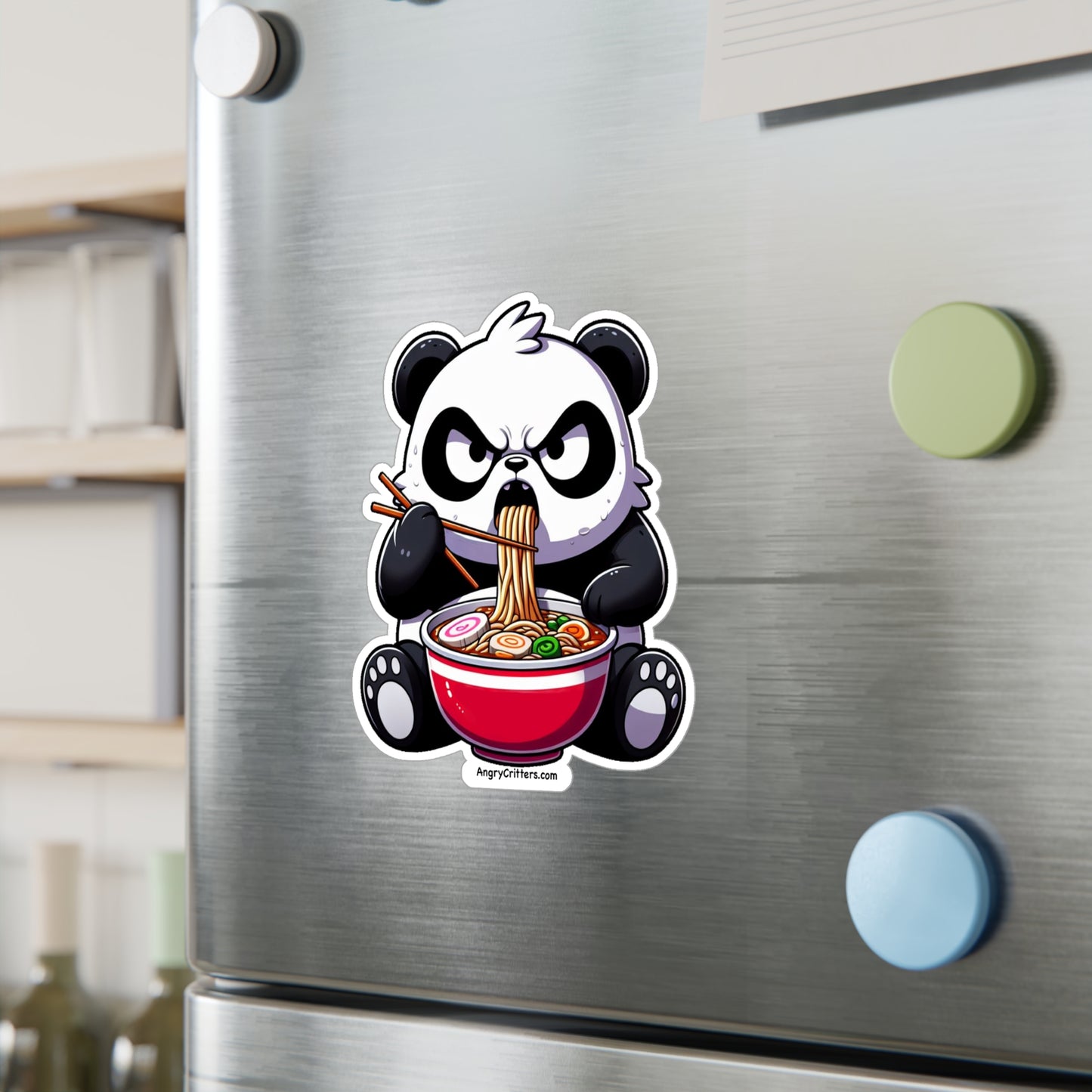 Angry Critters - Panda with Ramen, Kiss-Cut Vinyl Decals