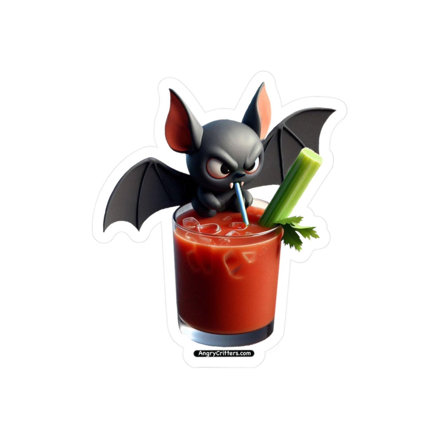 Angry Critters - Bat with Bloody Mary, Kiss-Cut Vinyl Decals