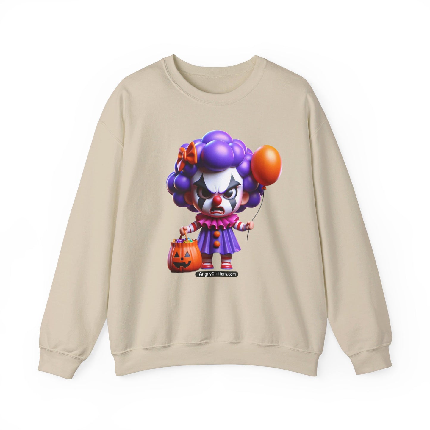 Angry Critters - Halloween Clown Purple, Unisex Heavy Blend™ Crewneck Sweatshirt