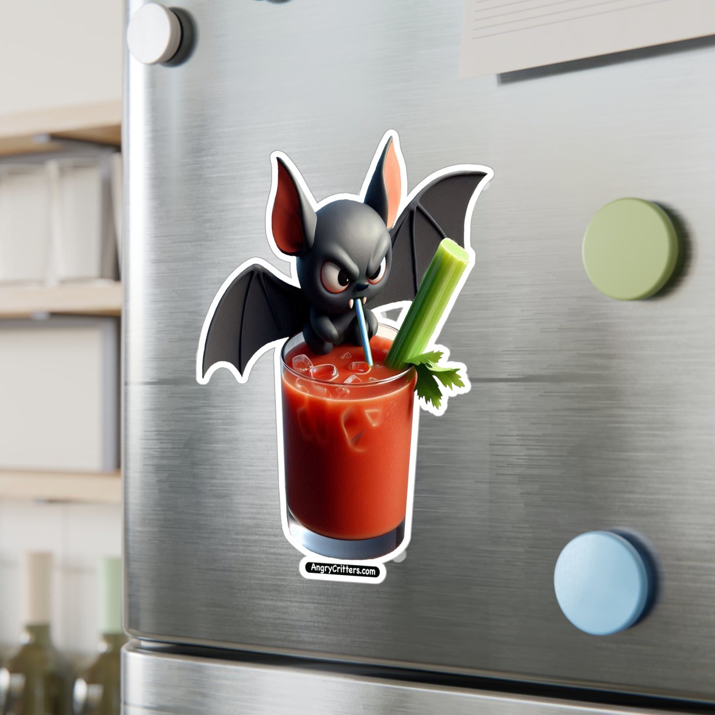 Angry Critters - Bat with Bloody Mary, Kiss-Cut Vinyl Decals