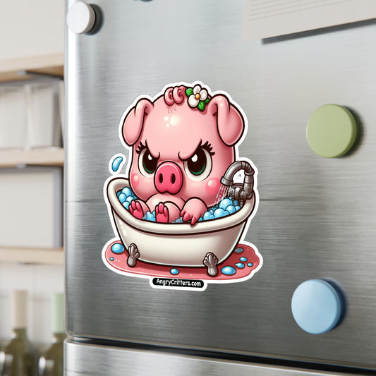 Angry Critters - Pig in a Bath, Kiss-Cut Vinyl Decals