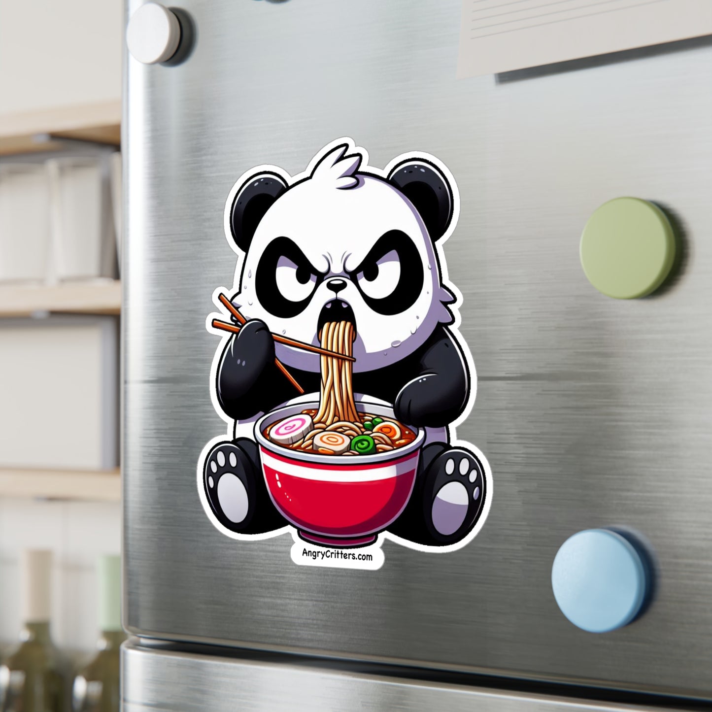 Angry Critters - Panda with Ramen, Kiss-Cut Vinyl Decals