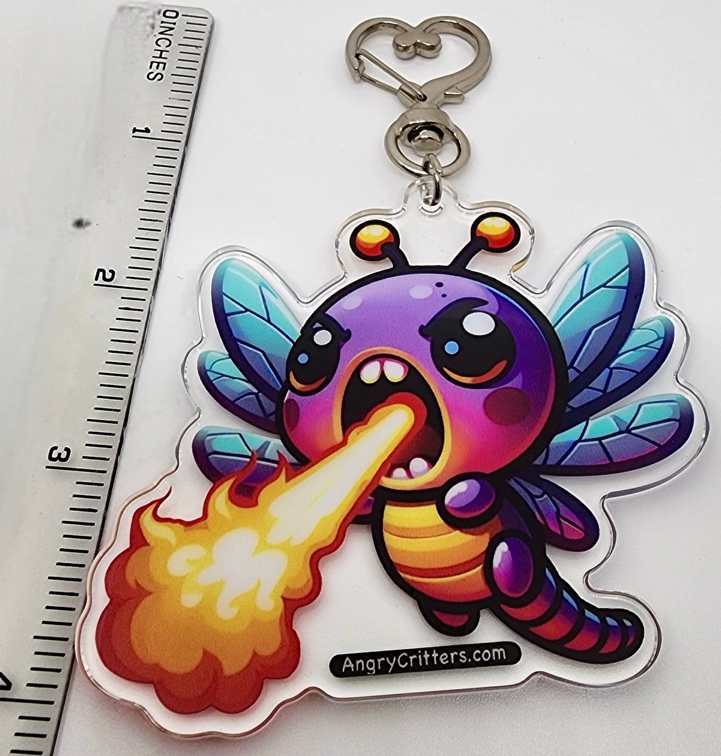 Angry Critters - Dragonfly Breathing Fire, Acrylic Keychain