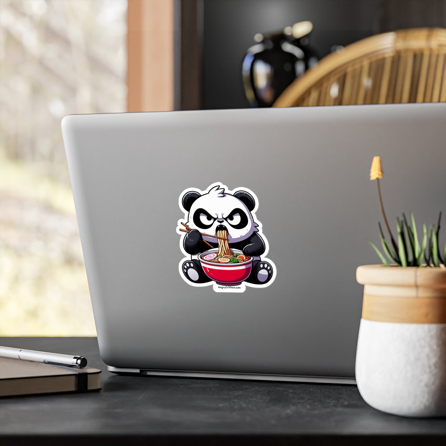 Angry Critters - Panda with Ramen, Kiss-Cut Vinyl Decals