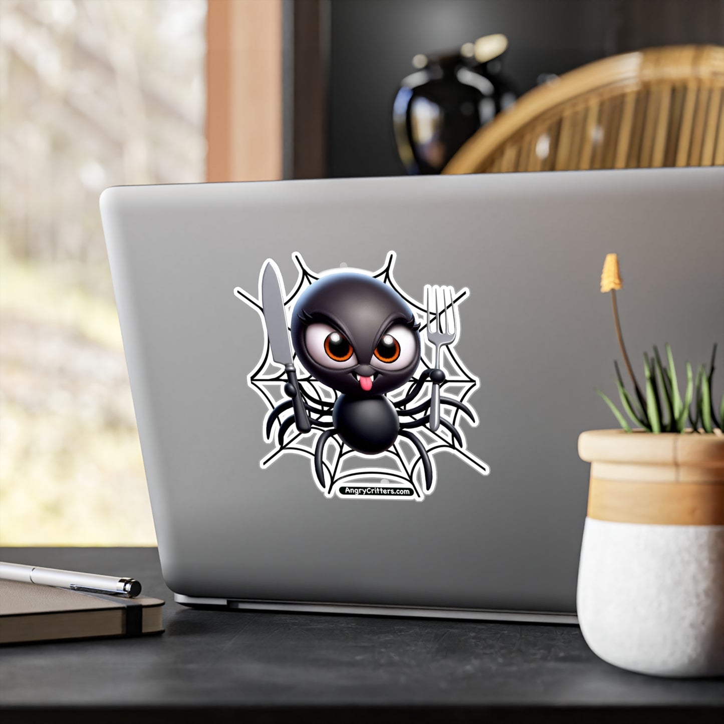 Angry Critters - Black Widow Spider, Kiss-Cut Vinyl Decals