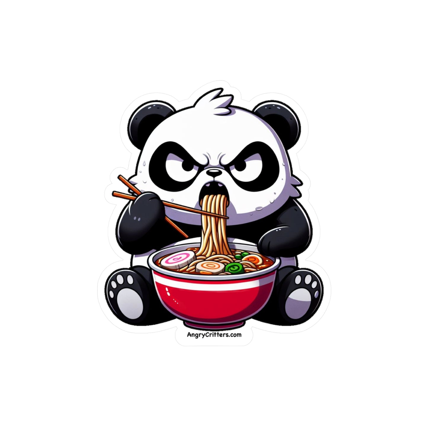 Angry Critters - Panda with Ramen, Kiss-Cut Vinyl Decals