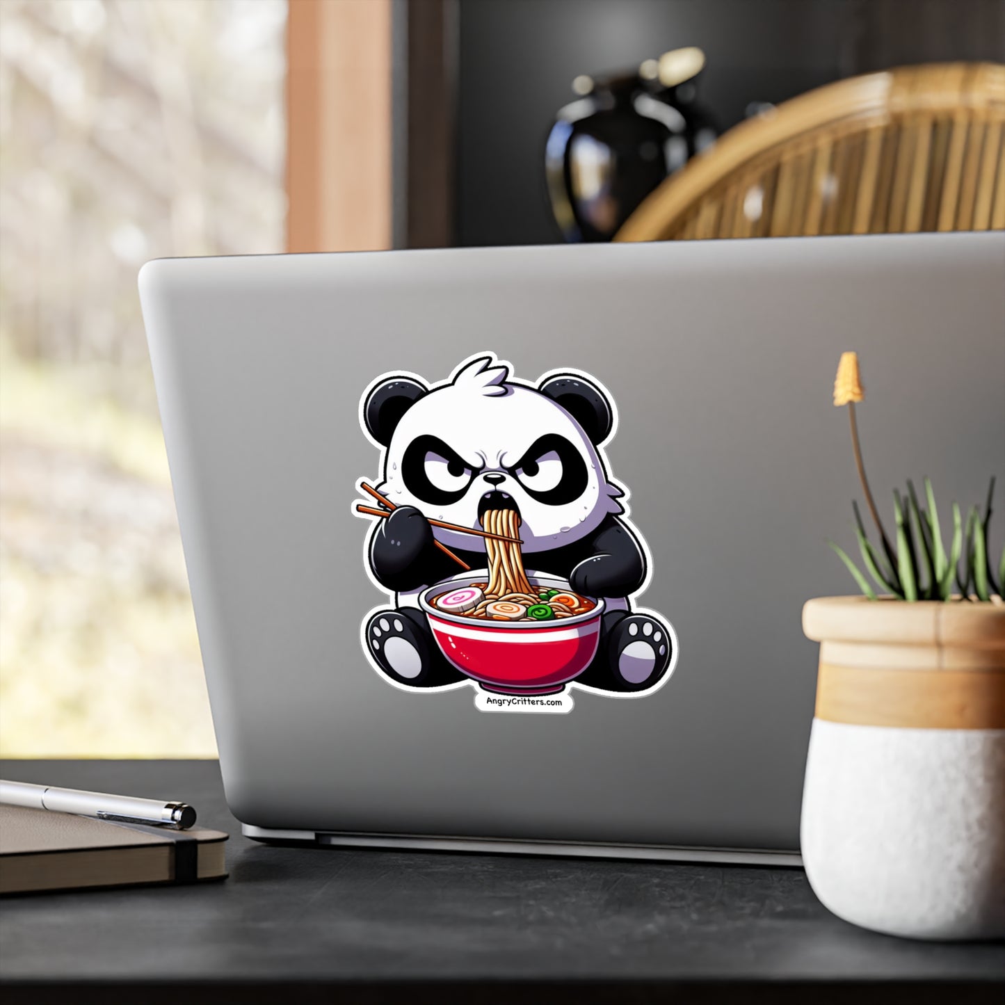 Angry Critters - Panda with Ramen, Kiss-Cut Vinyl Decals