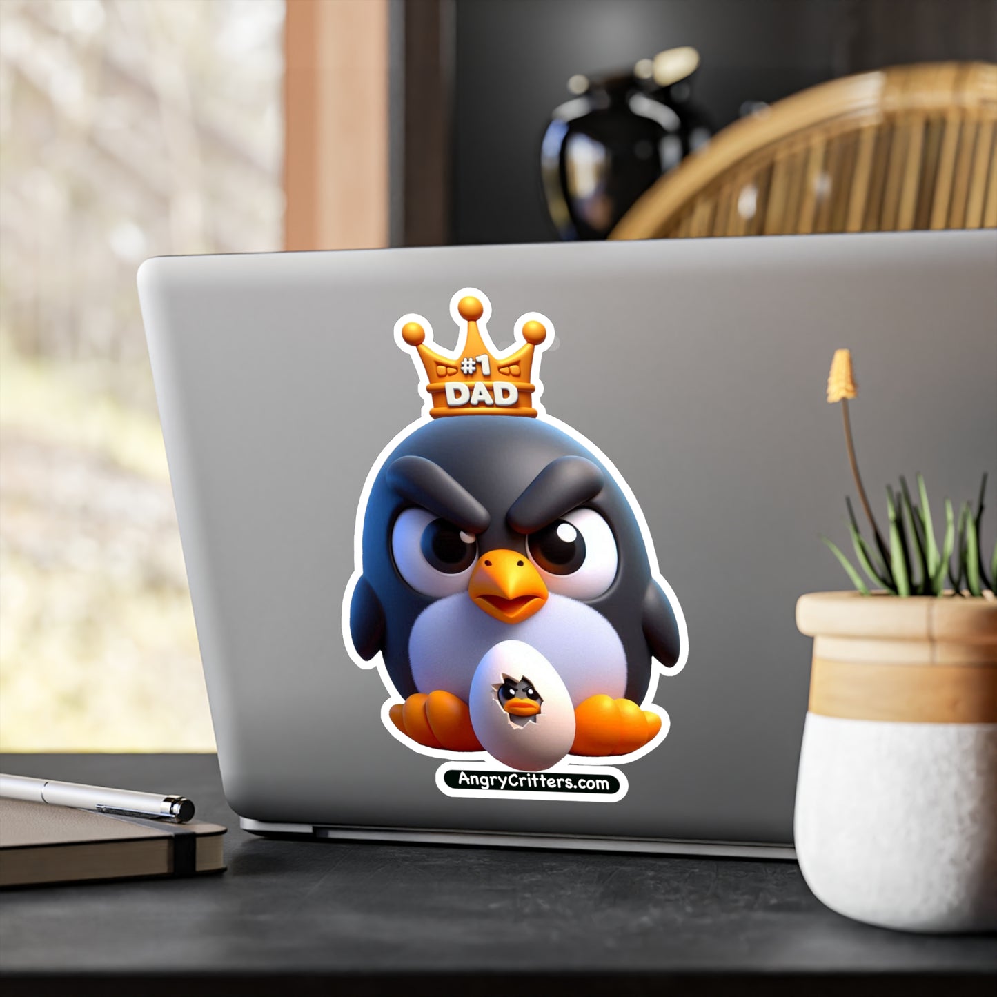 Angry Critters - Penguin Dad, Kiss-Cut Vinyl Decals