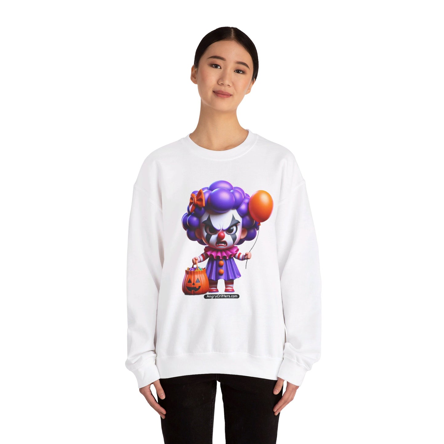 Angry Critters - Halloween Clown Purple, Unisex Heavy Blend™ Crewneck Sweatshirt