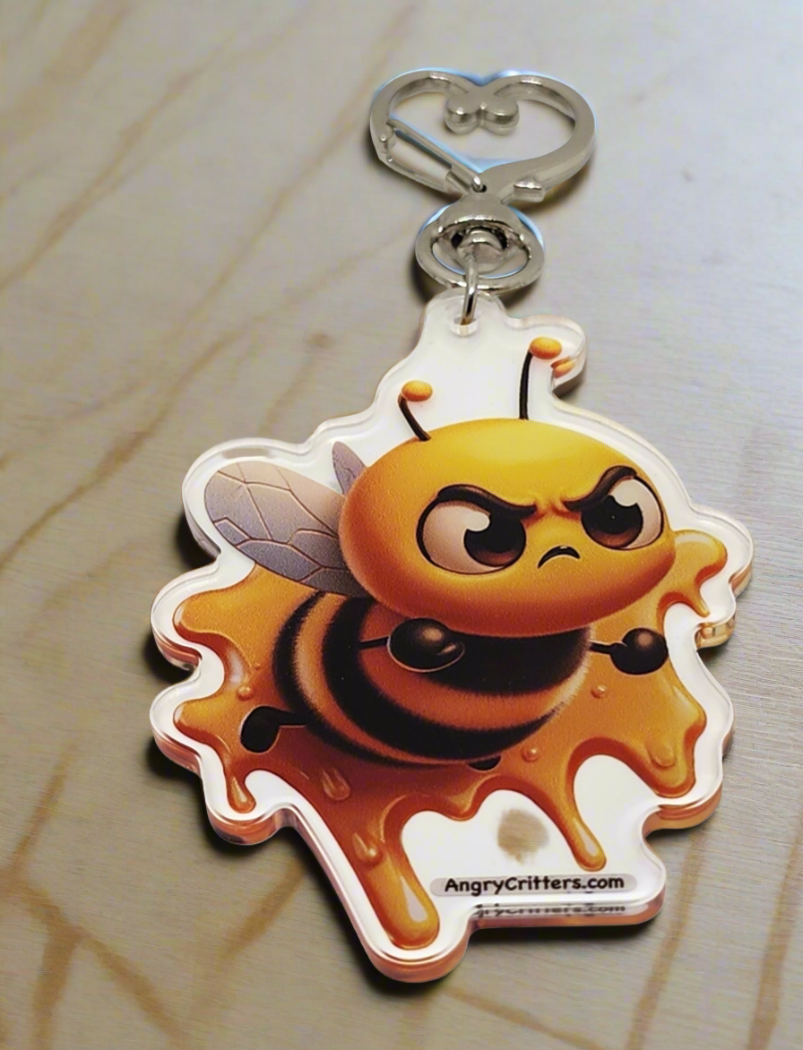 Angry Critters - Bee Stuck in Honey, Acrylic Keychain