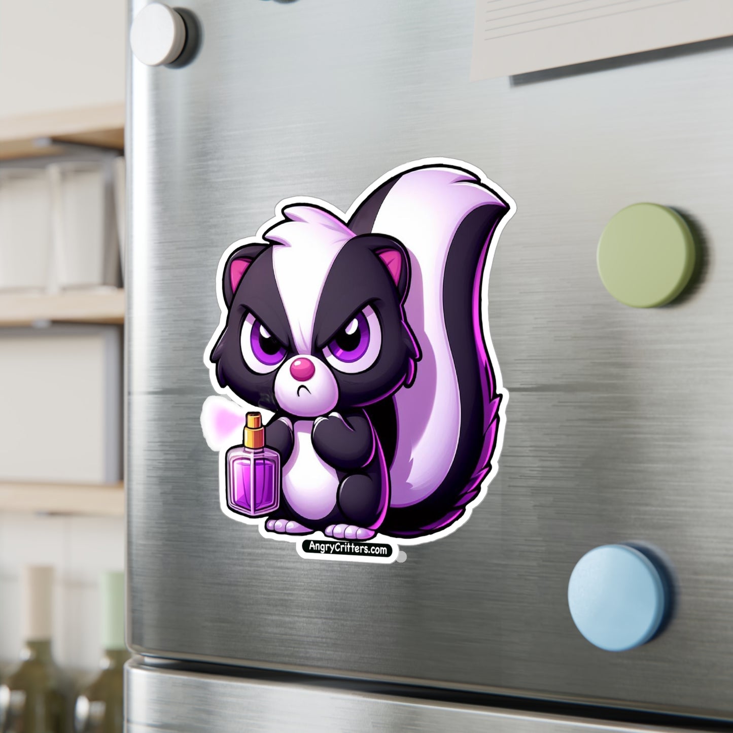 Angry Critters - Skunk with Perfume, Kiss-Cut Vinyl Decals