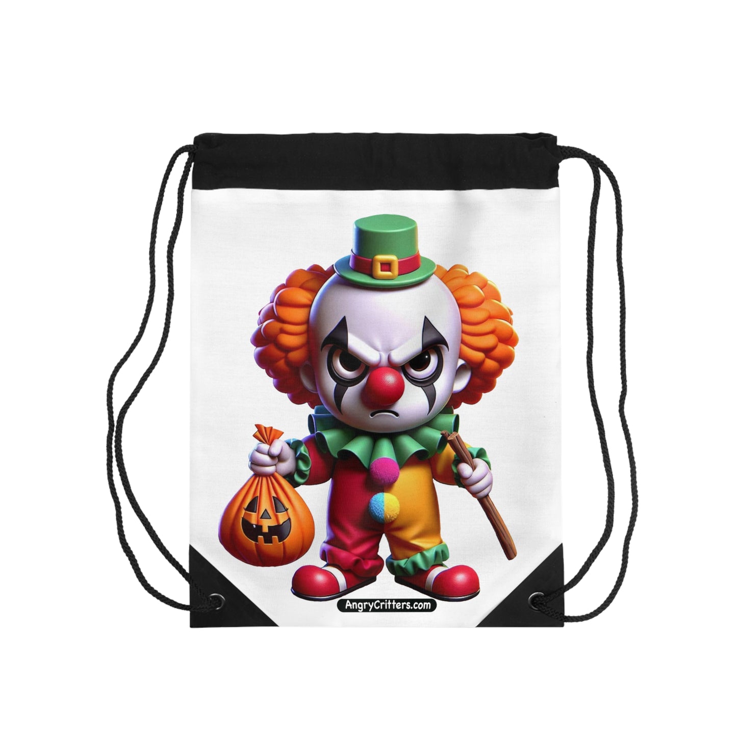 Angry Critters - Halloween Clown Orange, Drawstring Bag