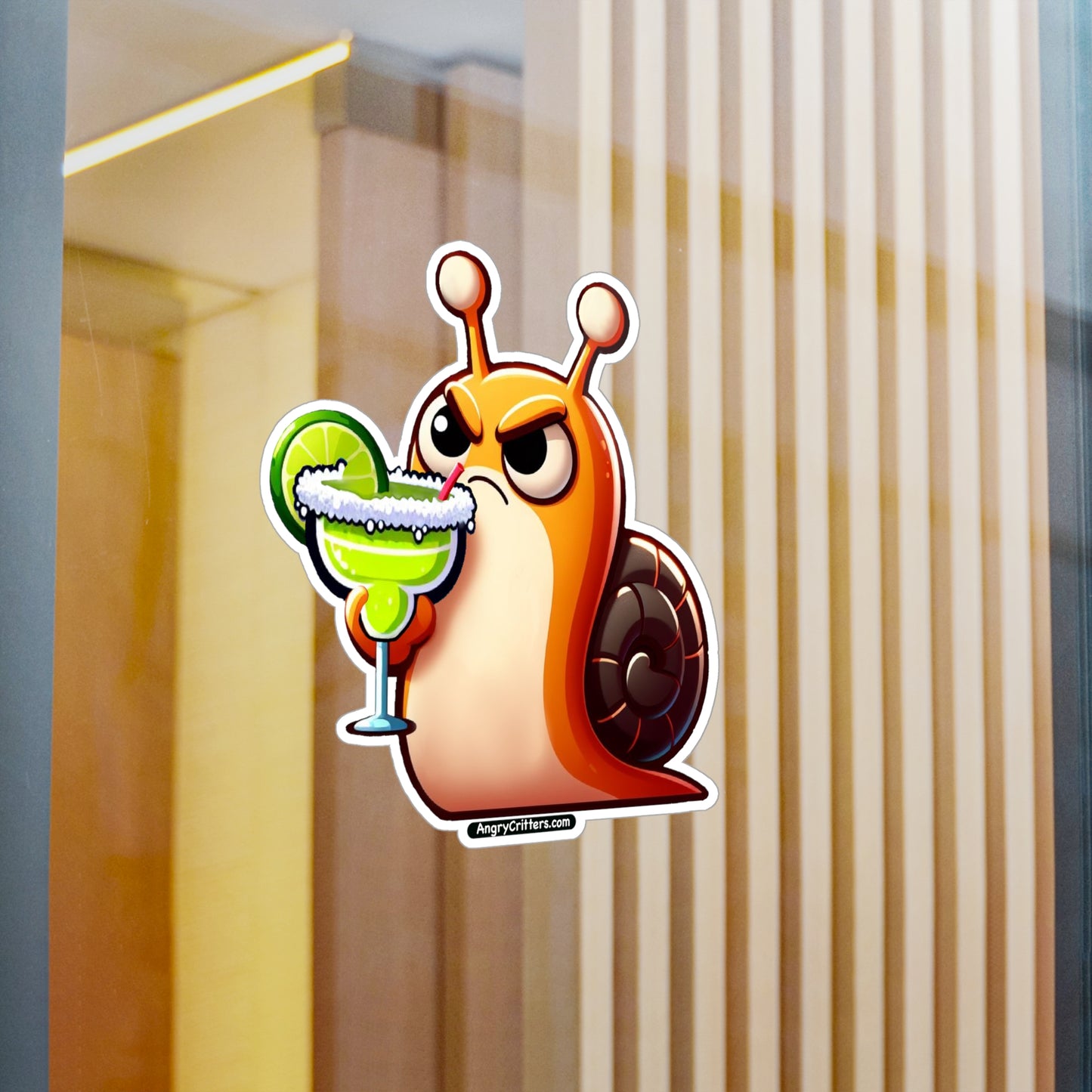 Angry Critters - Snail with Margarita, Kiss-Cut Vinyl Decals